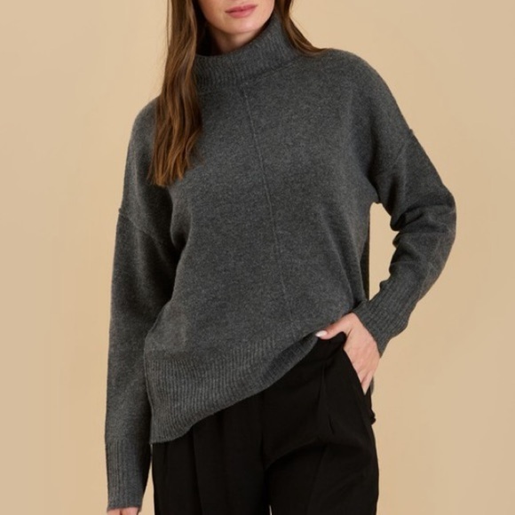 The Workshop Sweaters - The Workshop Turtleneck Front Seam Knit Pullover Sweater